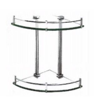 Messina Double Glass Corner Shelf (Brass)